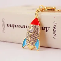 Cute Rocket Zinc Alloy Spray Paint Plating Rhinestones Unisex Keychain main image 1