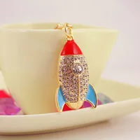 Cute Rocket Zinc Alloy Spray Paint Plating Rhinestones Unisex Keychain main image 2