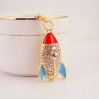 Cute Rocket Zinc Alloy Spray Paint Plating Rhinestones Unisex Keychain main image 3