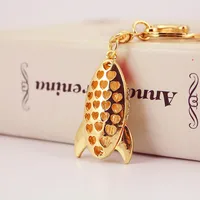 Cute Rocket Zinc Alloy Spray Paint Plating Rhinestones Unisex Keychain main image 4