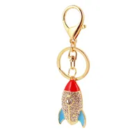 Cute Rocket Zinc Alloy Spray Paint Plating Rhinestones Unisex Keychain main image 5