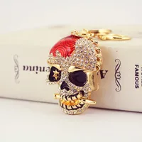 Hip-Hop Skull Zinc Alloy Painted Plating Rhinestones Unisex Keychain sku image 2