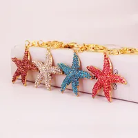 Cute Starfish Zinc Alloy Enamel Plating Rhinestones Unisex Keychain main image 1