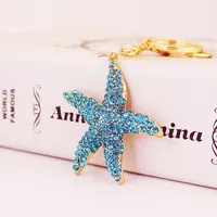 Cute Starfish Zinc Alloy Enamel Plating Rhinestones Unisex Keychain main image 2