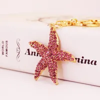 Cute Starfish Zinc Alloy Enamel Plating Rhinestones Unisex Keychain main image 4