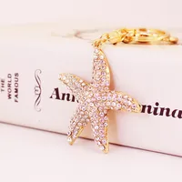 Cute Starfish Zinc Alloy Enamel Plating Rhinestones Unisex Keychain sku image 4