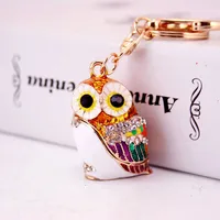 Cute Owl Zinc Alloy Enamel Plating Rhinestones Unisex Keychain main image 2