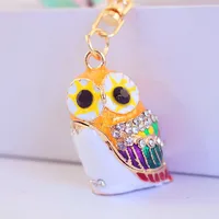 Cute Owl Zinc Alloy Enamel Plating Rhinestones Unisex Keychain sku image 3