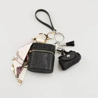 Simple Style Solid Color Pu Leather Bag Pendant Keychain main image 1