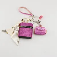 Simple Style Solid Color Pu Leather Bag Pendant Keychain main image 2