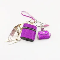 Simple Style Solid Color Pu Leather Bag Pendant Keychain main image 5