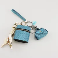 Simple Style Solid Color Pu Leather Bag Pendant Keychain main image 4