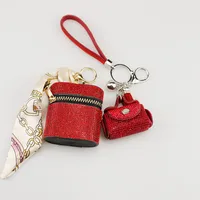 Simple Style Solid Color Pu Leather Bag Pendant Keychain sku image 3