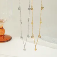 Elegant Cute Pentagram Eight Awn Star 304 Stainless Steel Plating Inlay Zircon 18K Gold Plated Women's Multi Charms Necklace main image 5
