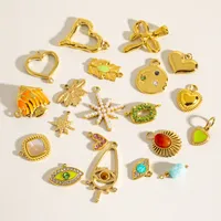 Simple Style Heart Shape Fish 304 Stainless Steel Enamel 14K Gold Plated Charms main image 3