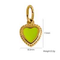 Simple Style Heart Shape Fish 304 Stainless Steel Enamel 14K Gold Plated Charms sku image 1