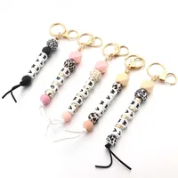 Casual Lips Letter Wood Silica Gel Unisex Keychain main image 1
