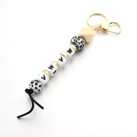 Casual Lips Letter Wood Silica Gel Unisex Keychain main image 2