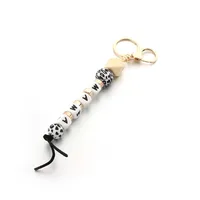 Casual Lips Letter Wood Silica Gel Unisex Keychain main image 3