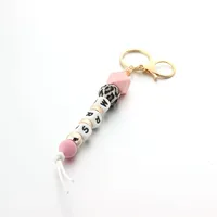 Casual Lips Letter Wood Silica Gel Unisex Keychain main image 5