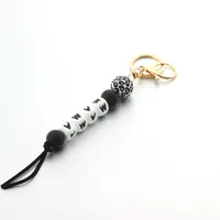 Casual Lips Letter Wood Silica Gel Unisex Keychain sku image 1