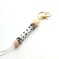 Casual Lips Letter Wood Silica Gel Unisex Keychain sku image 4