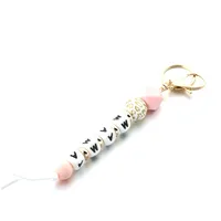 Casual Lips Letter Wood Silica Gel Unisex Keychain sku image 5