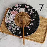 Chinoiserie Flower Bamboo Satin Cloth Fan Fans & Heating sku image 5