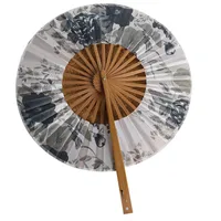 Chinoiserie Flower Bamboo Satin Cloth Fan Fans & Heating main image 5