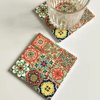 Ethnic Style Flower Cork Ceramics Placemat 1 Piece sku image 3