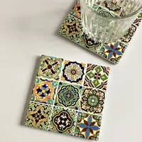 Ethnic Style Flower Cork Ceramics Placemat 1 Piece sku image 5