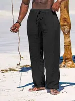 Men's Linen Casual Pants - Loose - Fit Solid Color Cotton - Blend Trousers For Everyday Comfort & Style main image 1