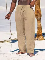 Men's Linen Casual Pants - Loose - Fit Solid Color Cotton - Blend Trousers For Everyday Comfort & Style main image 5