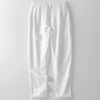 Men's Linen Casual Pants Loose Fit Mid - Rise Elastic Waist Cotton - Linen Blend Trousers For Spring Autumn main image 1