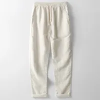 Men's Linen Casual Pants Loose Fit Mid - Rise Elastic Waist Cotton - Linen Blend Trousers For Spring Autumn main image 3