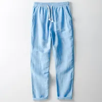 Men's Linen Casual Pants Loose Fit Mid - Rise Elastic Waist Cotton - Linen Blend Trousers For Spring Autumn main image 2