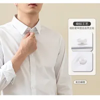 Men's Slim Fit White Long Sleeve Shirt - Solid Color Stretch Fabric, Wrinkle-Free Business Casual Office Wear With Embroidered Logo main image 4