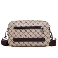 Men's Pu Leather Geometric Vintage Style Sewing Thread Square Zipper Crossbody Bag main image 2