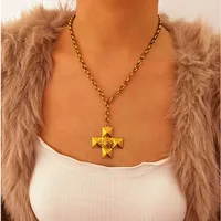 Simple Style Cross 316L Stainless Steel  Three-dimensional Natural Stone 18K Gold Plated Women's Pendant Necklace main image 1