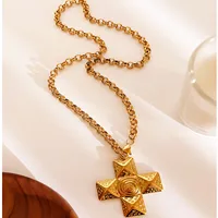 Simple Style Cross 316L Stainless Steel  Three-dimensional Natural Stone 18K Gold Plated Women's Pendant Necklace main image 5