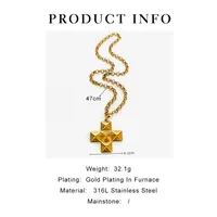 Simple Style Cross 316L Stainless Steel  Three-dimensional Natural Stone 18K Gold Plated Women's Pendant Necklace main image 2