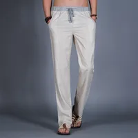 Men's Cupro Linen Wide - Leg Pants - Relaxed Fit Straight Cut Lightweight Breathable Elastic Waist Comfortable Linen TrousersMen's Breathable Cupro Linen Wide Leg Pants - Elastic Waist Relaxed Fit, Lightweight Straight Cut Trousers For Big & Tall main image 1
