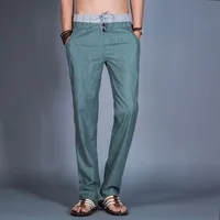 Men's Cupro Linen Wide - Leg Pants - Relaxed Fit Straight Cut Lightweight Breathable Elastic Waist Comfortable Linen TrousersMen's Breathable Cupro Linen Wide Leg Pants - Elastic Waist Relaxed Fit, Lightweight Straight Cut Trousers For Big & Tall main image 4
