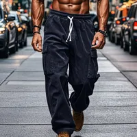 Men's Corduroy Casual Pants Breathable Wide Leg Straight Fit Multiple Pockets Fall Fashion main image 2
