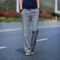 Men's Cupro Linen Wide - Leg Pants - Relaxed Fit Straight Cut Lightweight Breathable Elastic Waist Comfortable Linen TrousersMen's Breathable Cupro Linen Wide Leg Pants - Elastic Waist Relaxed Fit, Lightweight Straight Cut Trousers For Big & Tall main image 5