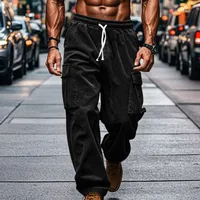 Men's Corduroy Casual Pants Breathable Wide Leg Straight Fit Multiple Pockets Fall Fashion main image 5