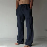 Men's Casual Solid Color Linen Pants - Lightweight Breathable Thin Summer Trousers With Comfortable Fit main image 3