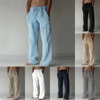 Men's Casual Solid Color Linen Pants - Lightweight Breathable Thin Summer Trousers With Comfortable Fit main image 5
