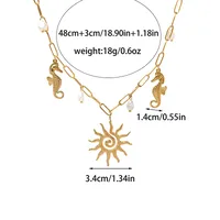 Hawaiian Beach Sun Hippocampus 304 Stainless Steel Plating 14K Gold Plated Women's Multi Charms Necklace sku image 1