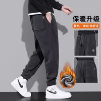 Men's Fleece-Lined Corduroy Casual Pants, Thickened Tapered Sport Sweatpants For Winter Autumn Spring main image 4